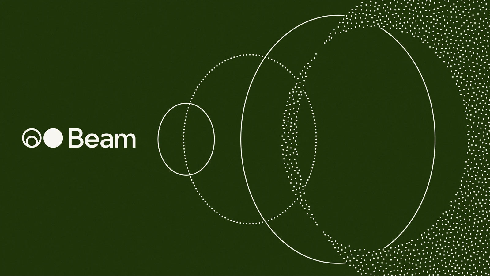 绿色背景上的 Beam 名称、圆环与点阵图形
