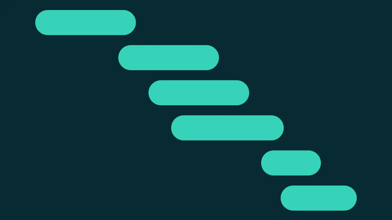 Teal rounded bars in a staircase on a dark background